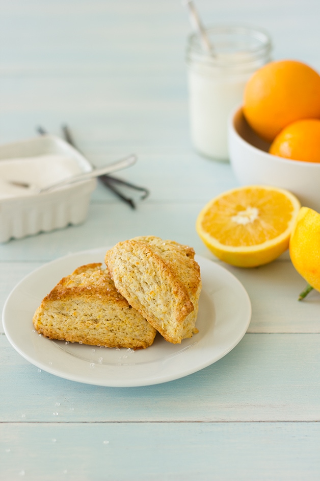 Zested Orange & Vanilla Bean Scones - light, buttery, tender scones with the perfect amount of crispy edges and fresh citrusy flavor.