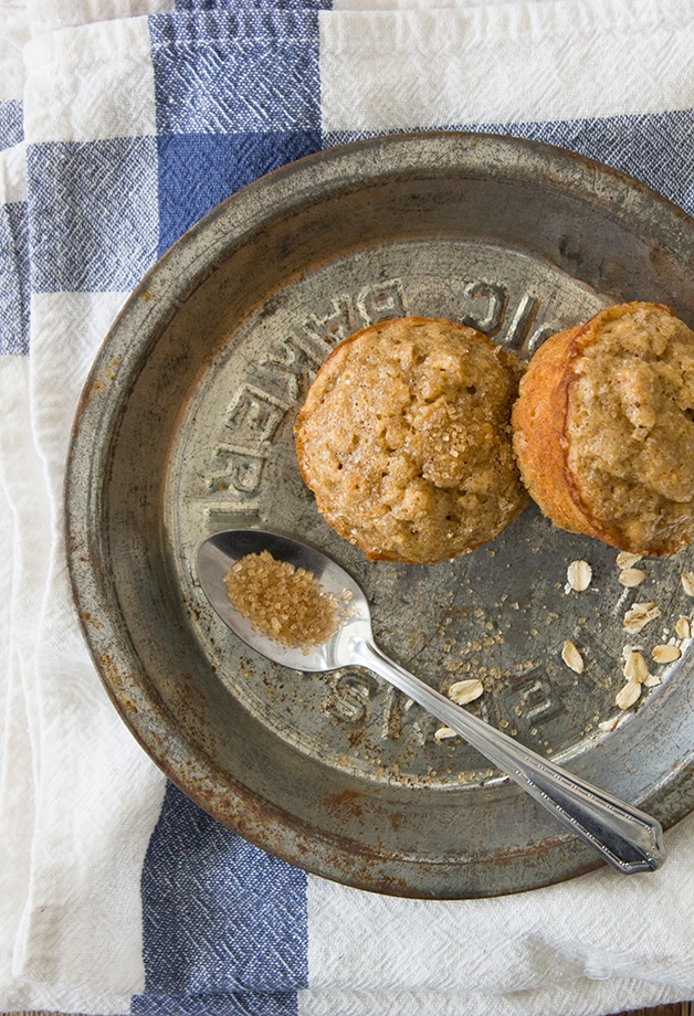 Banana Oat Muffins - moist and light muffins that are GF & Dairy-Free | www.brighteyedbaker.com