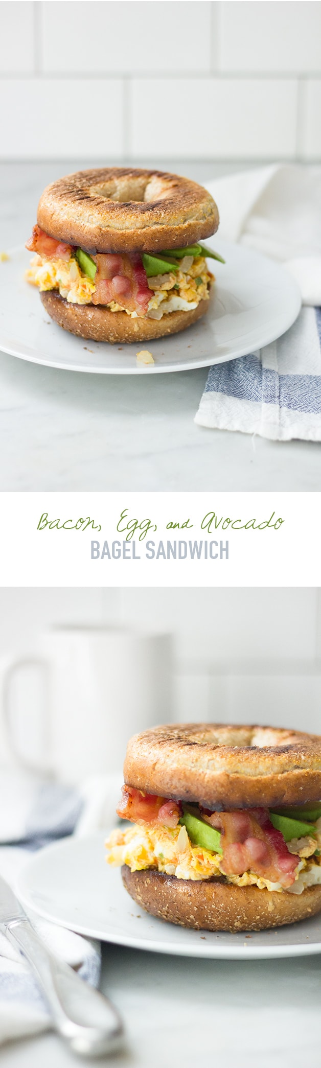 Bacon, Egg, & Avocado Bagel Sandwich | www.brighteyedbaker.com