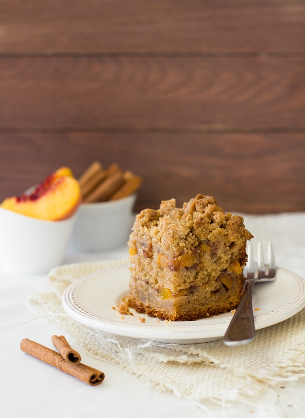 Peach Coffee Cake with Brown Sugar-Cinnamon Streusel | brighteyedbaker.com