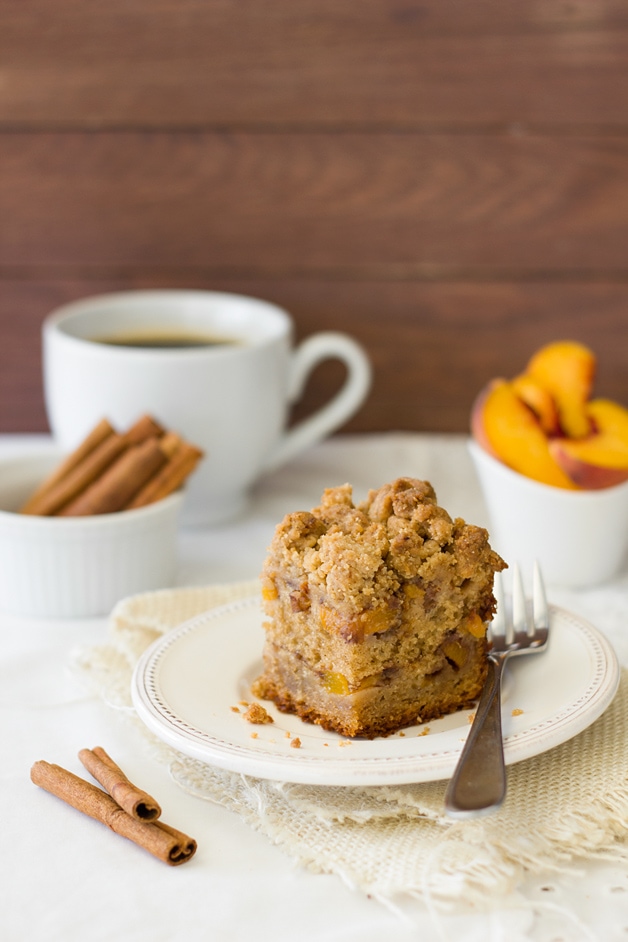 Peach Coffee Cake with Brown Sugar-Cinnamon Streusel | brighteyedbaker.com