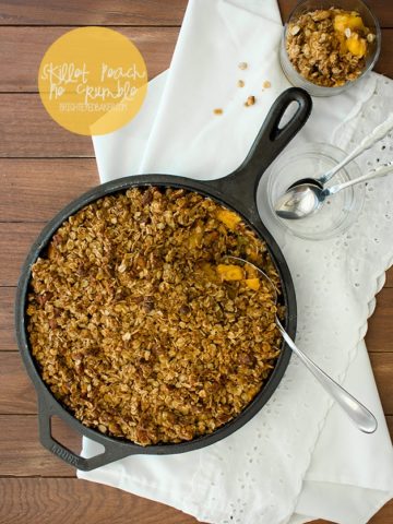 Skillet Peach Pie Crumble - an incredibly easy and comforting summer dessert loaded with sweet yellow peaches.| brighteyedbaker.com