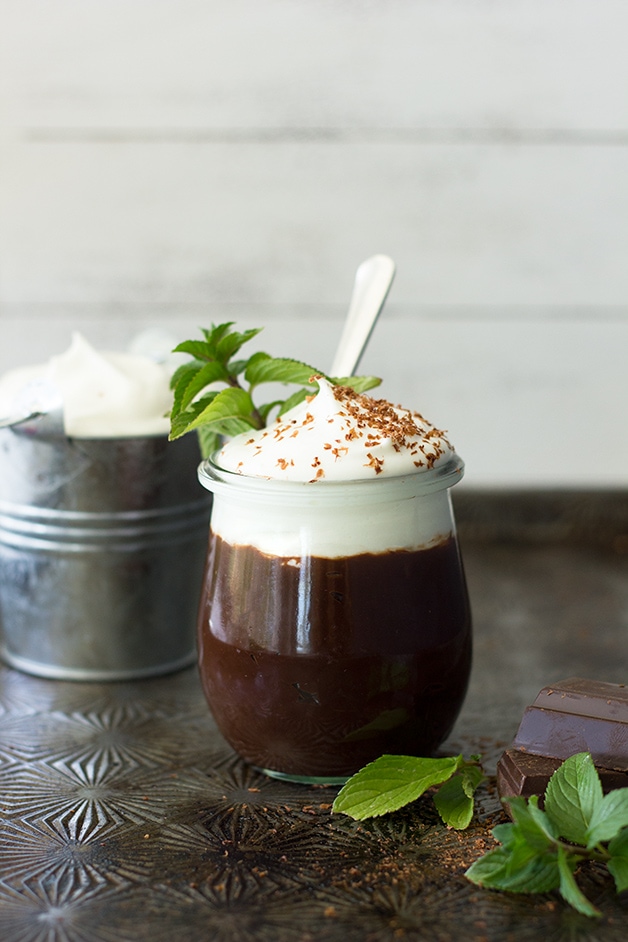 Ultra-Rich Vegan Dark Chocolate-Mint Mousse - extra-thick and silky dark chocolate mousse with a touch of fresh mint flavor - made with healthier ingredients for all the indulgence with less guilt! {gluten-free}| www.brighteyedbaker.com