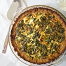 Kale, Asparagus, & Chèvre Quiche with Almond Meal Crust - a simple but classy vegetarian quiche with a gluten-free almond-based crust.