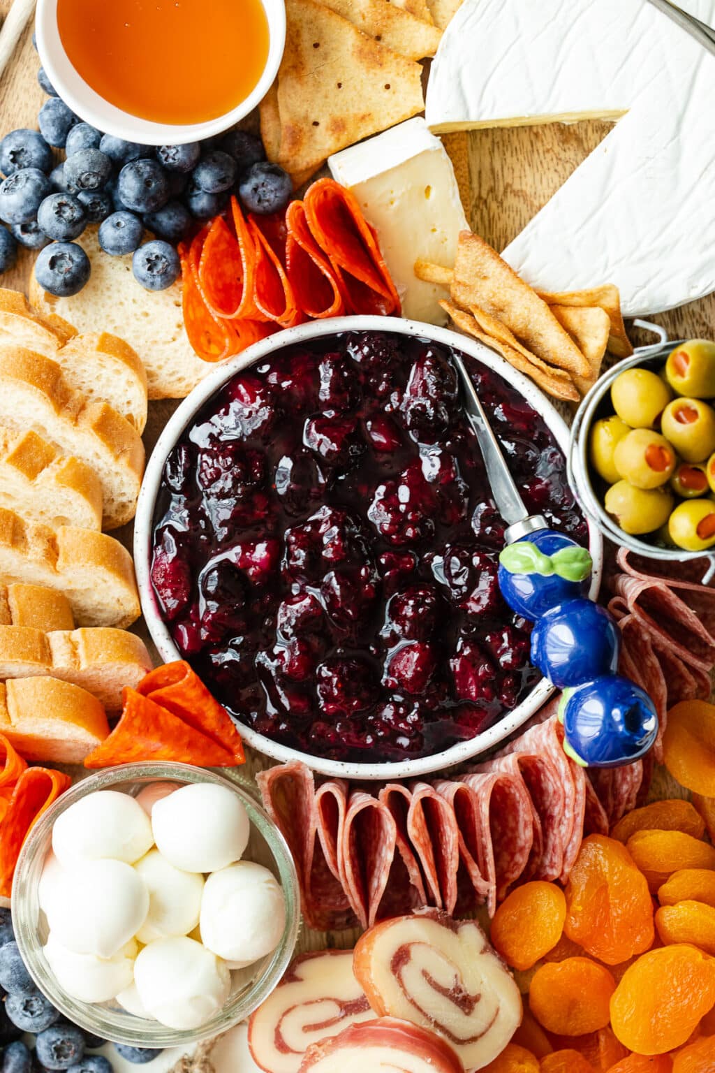 Simple Charcuterie Board with Mixed Berry Compote - Bright-Eyed Baker