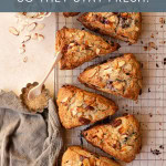 Scones on a wire rack with text overlay that reads "How to Freeze Scones So They Stay Fresh".