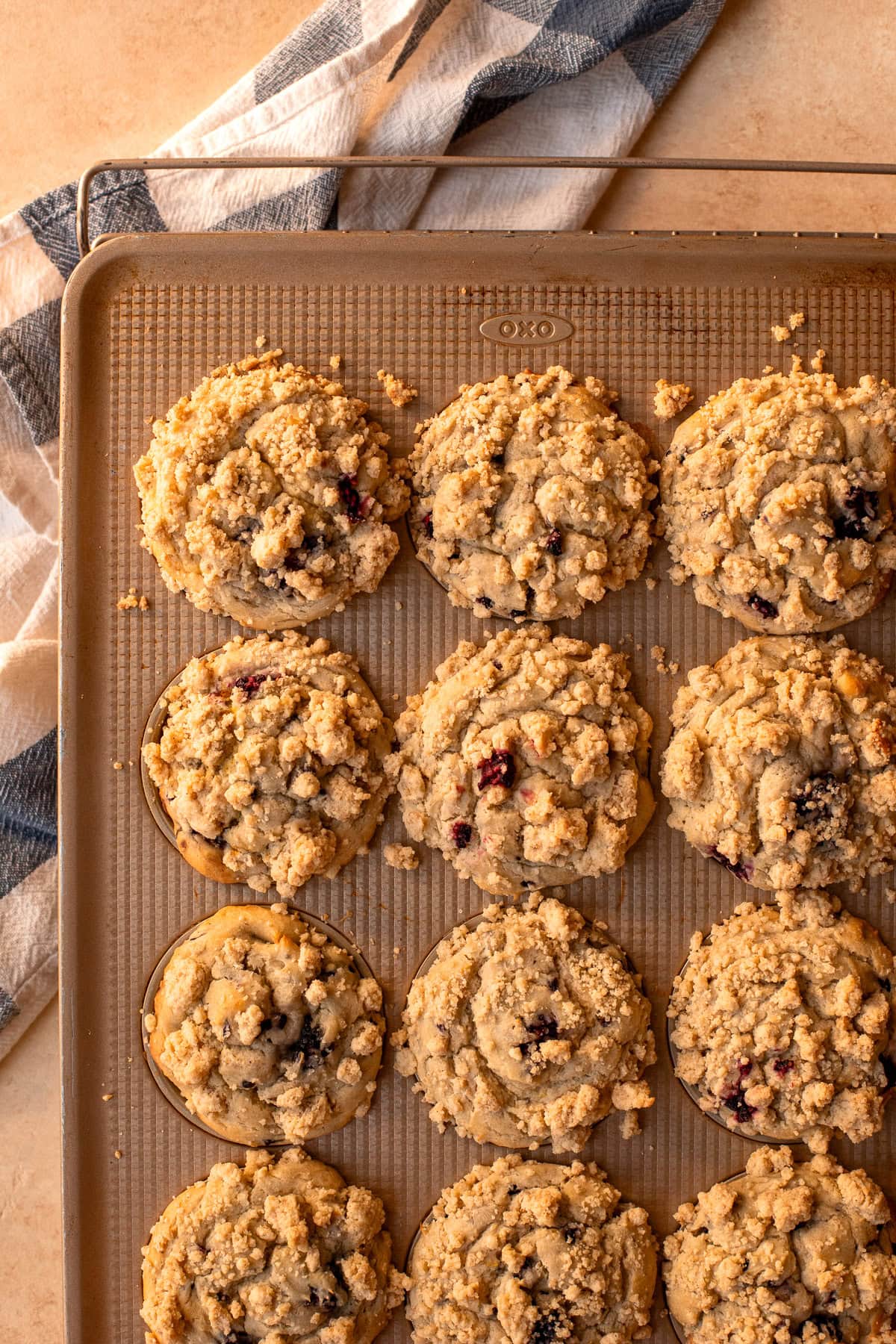 Muffins in pan after baking.